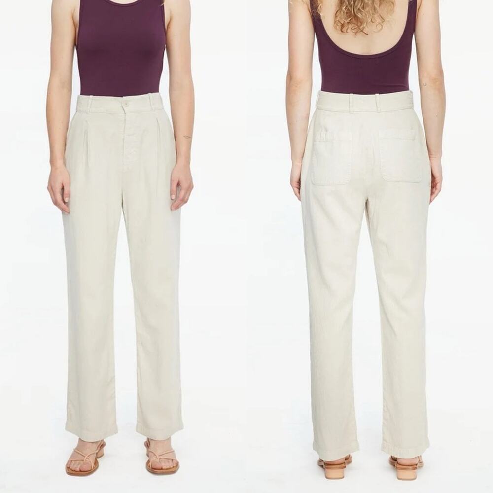 LACAUSA Khaki Tan High Rise Straight Leg Echo Trouser Pants - 2